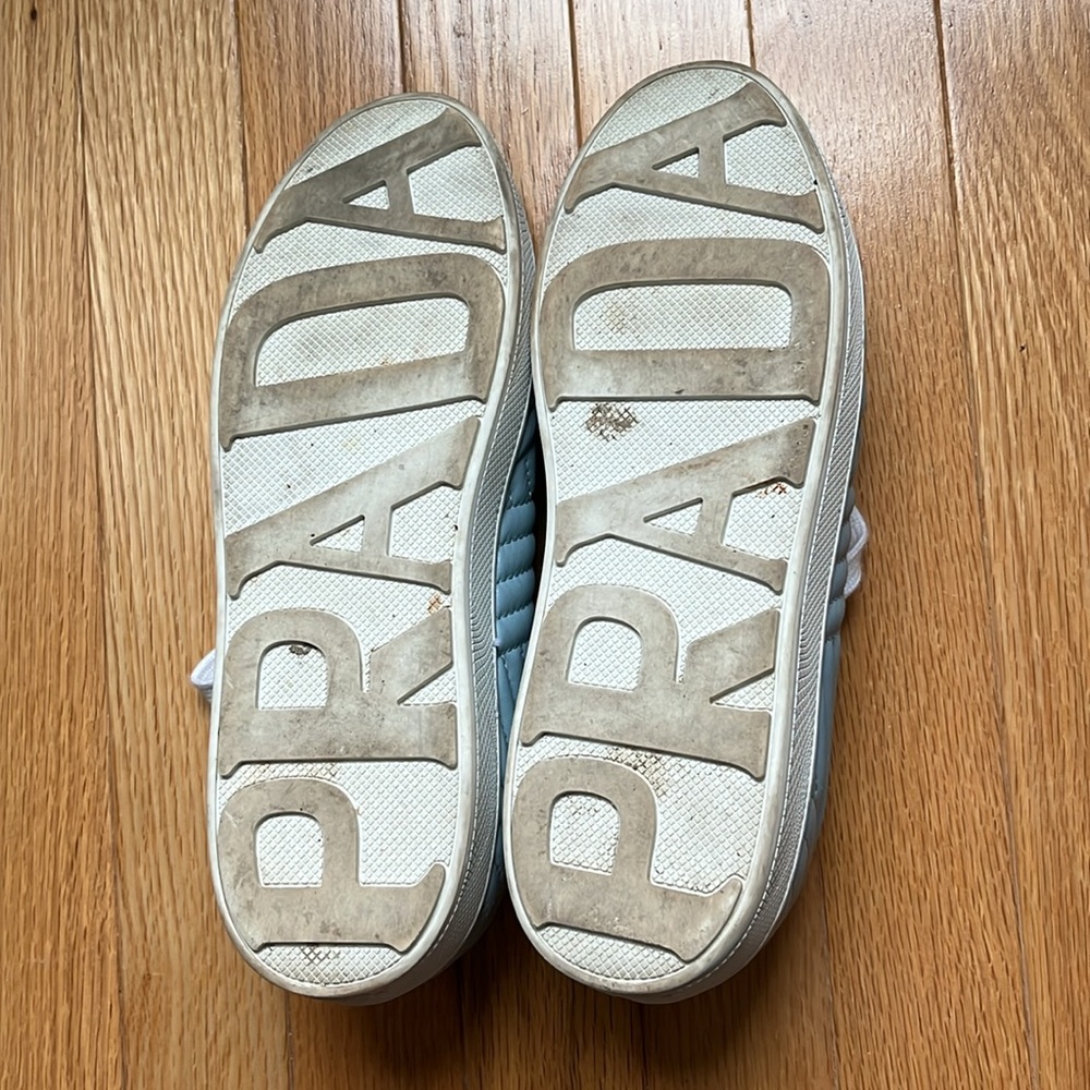Prada light blue leather sneakers - Picture 4 of 6